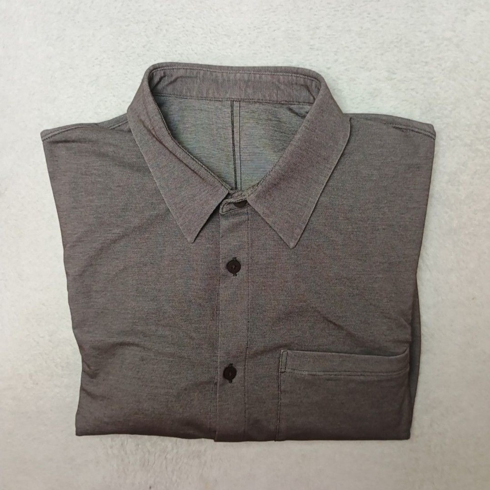 Lululemon Shirt Mens M Purple Long Sleeve Collared Button Front Stretch Work